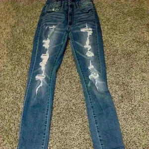 Aeropostale high rise distressed skinny jeans